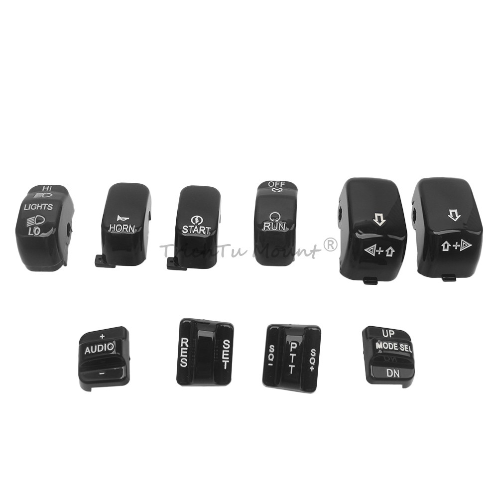 Fit For Harley Electra Road Glide 10PCS Hand Control Switch Button Covers Chrome