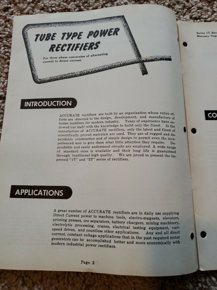 Accurate Engineering Company Rectifiers Bulletins 100 & 200