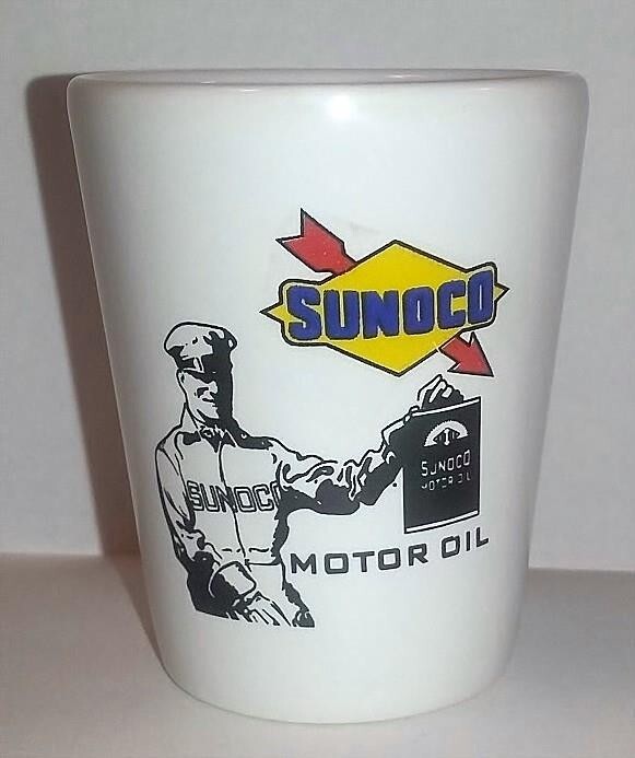 Sunoco Gasoline 1½ White Shot Glass