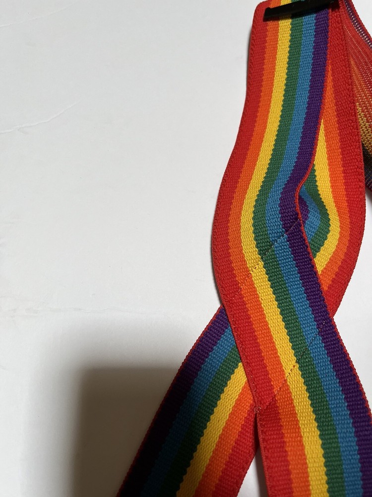 Rainbow Striped Elastic Suspenders