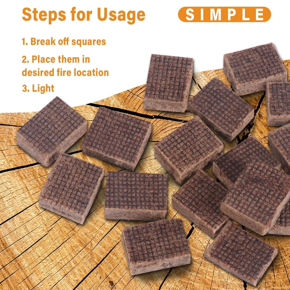 Fire Starter, 64 Mini Square, Natural Fire Starters for BBQ, Campfire, Firepl...