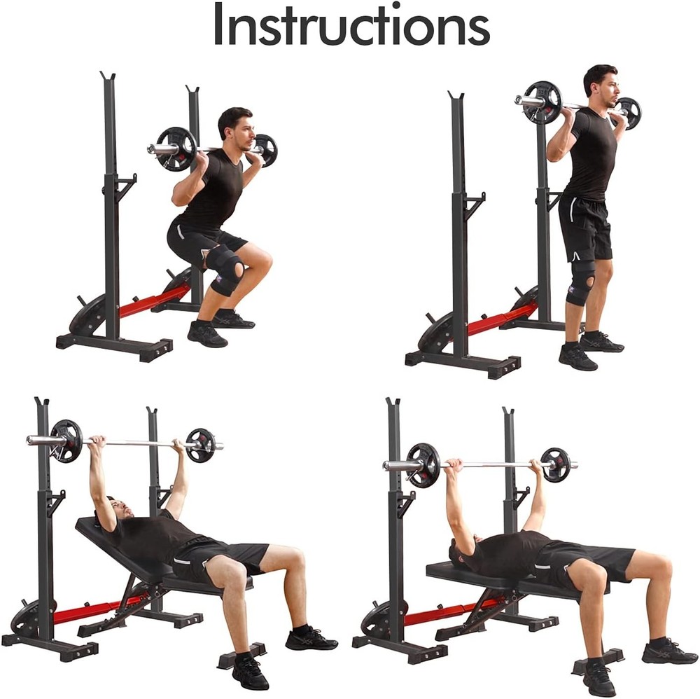 CANPA Adjustable Squat Rack Stand Multi-Function Barbell Rack Weight Lifting Gym