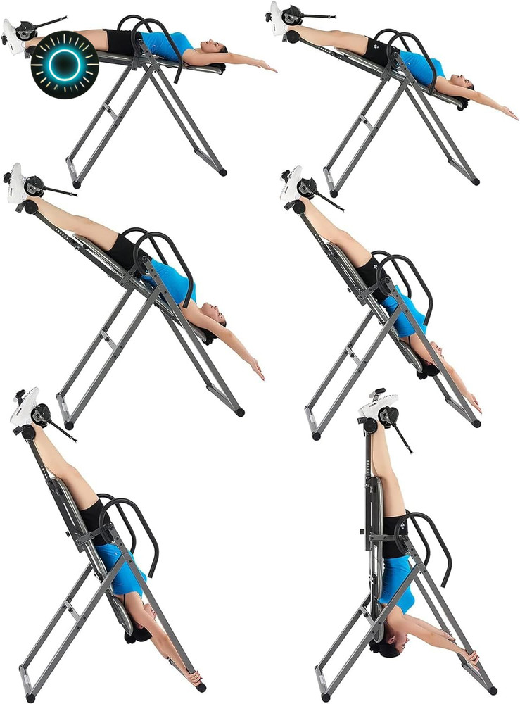 Innova Inversion Table with Adjustable Headrest Reversible Ankle Holders 300 lb