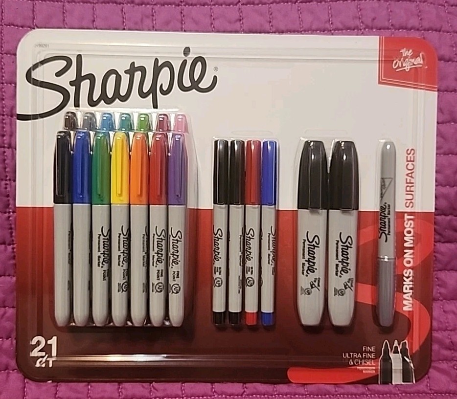 Sharpie Permanent Markers Assorted Tips and Colors 21 Count