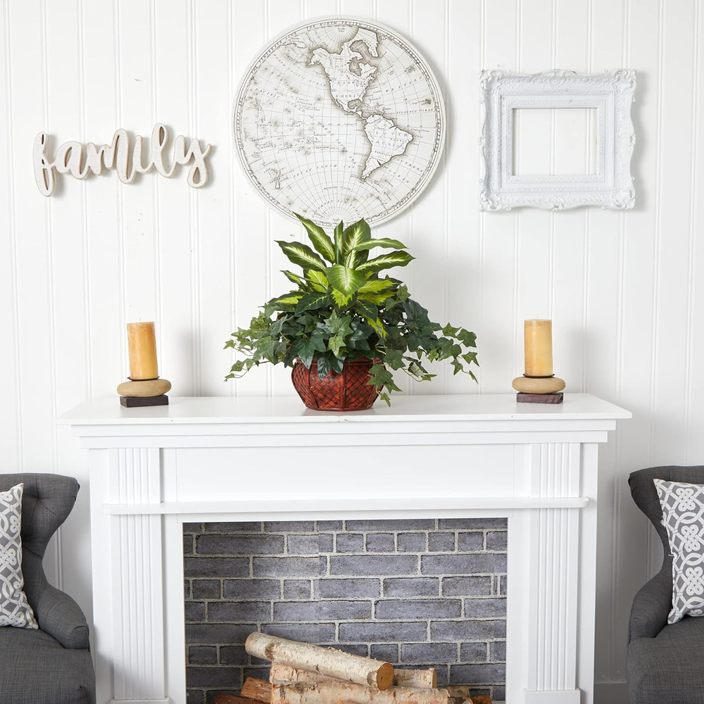 Dieffenbachia & Ivy with Decorative Planter
