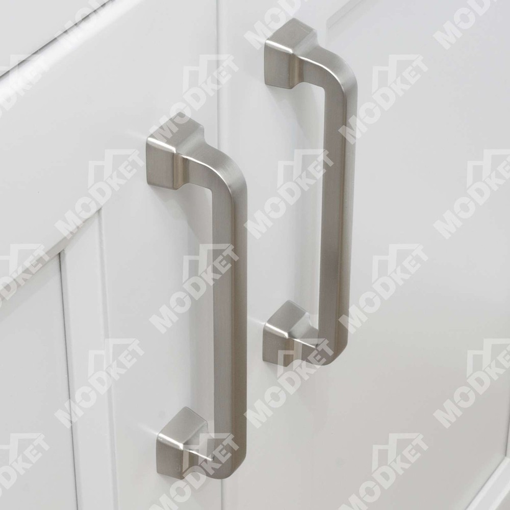 Square Brushed Nickel Solid Cabinet Handles Pulls Knob Kitchen Bathroom Modern