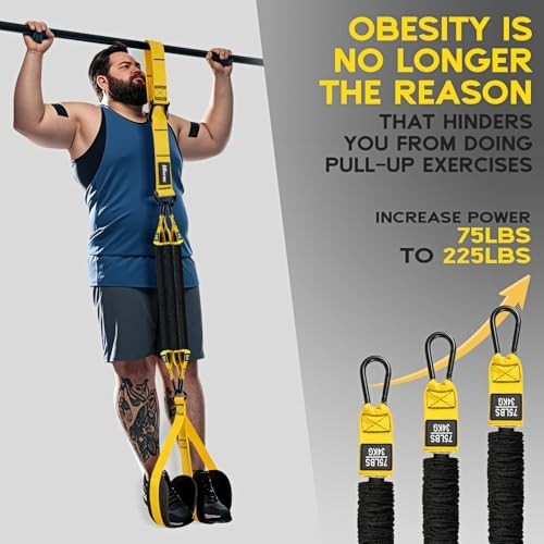 Adjustable Heavy Duty Pull Up Assistance Bands - 3 Pack, Comfortable Fabric, Hom