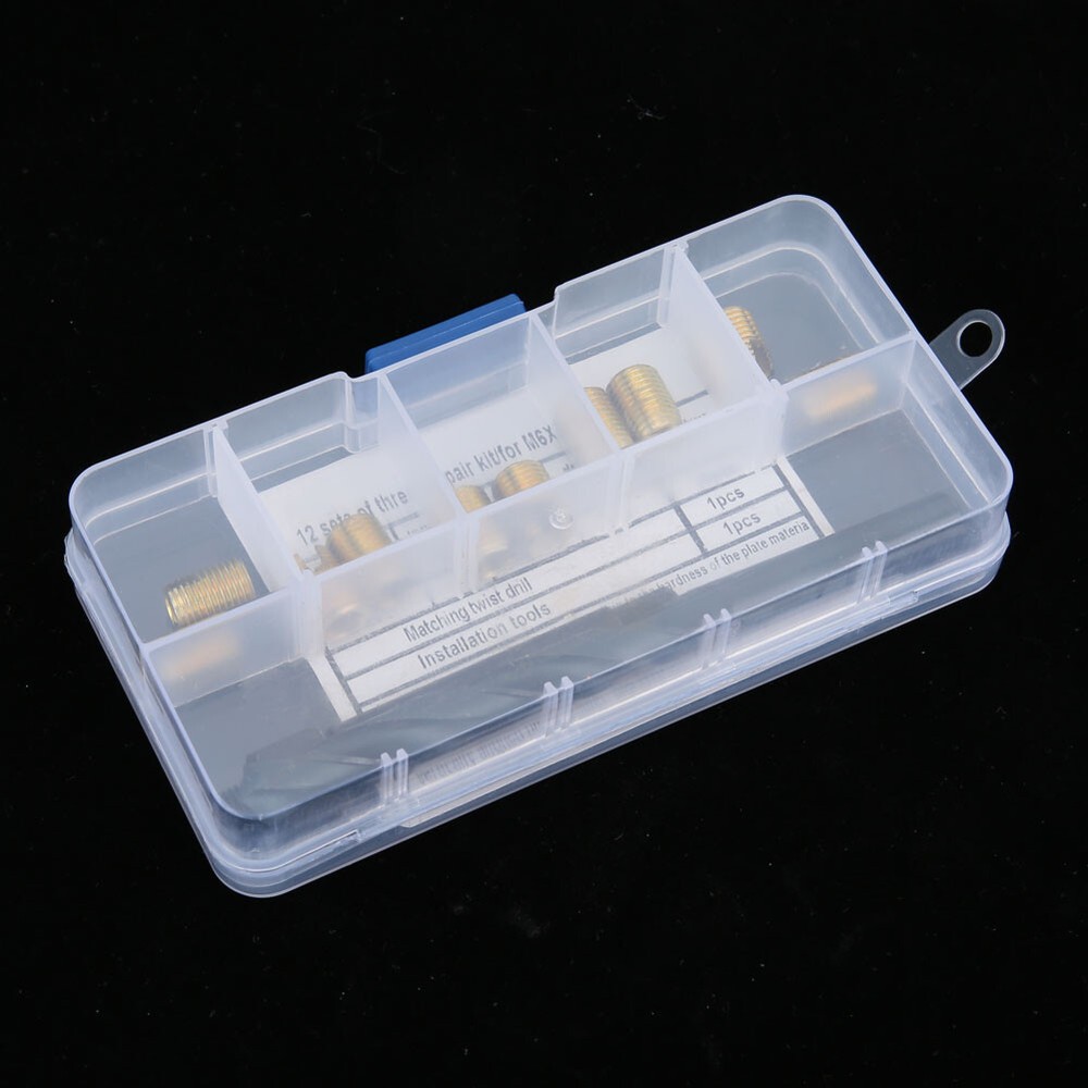 12pcs M6x1 Thread Repair Kit Self Tapping Thread Insert Twist Drill Bit Inst CST