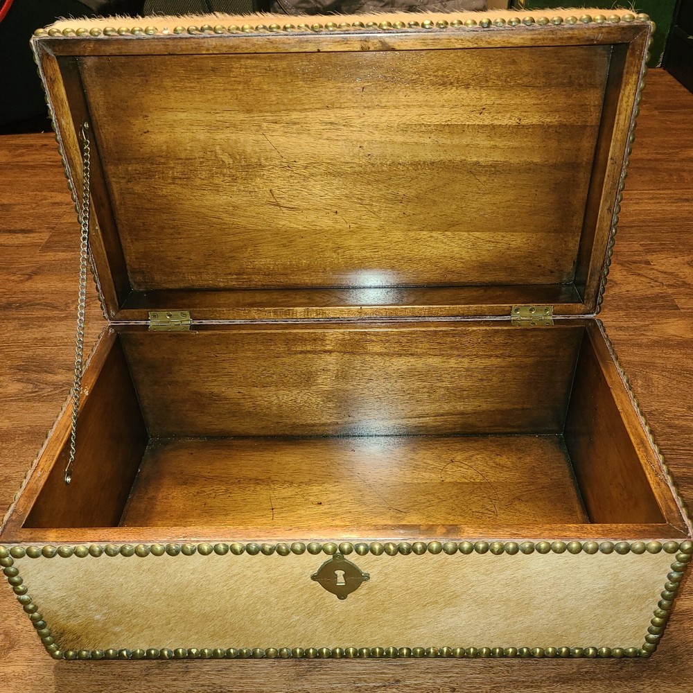 Vintage Deer Hide Small Cedar Chest Trunk