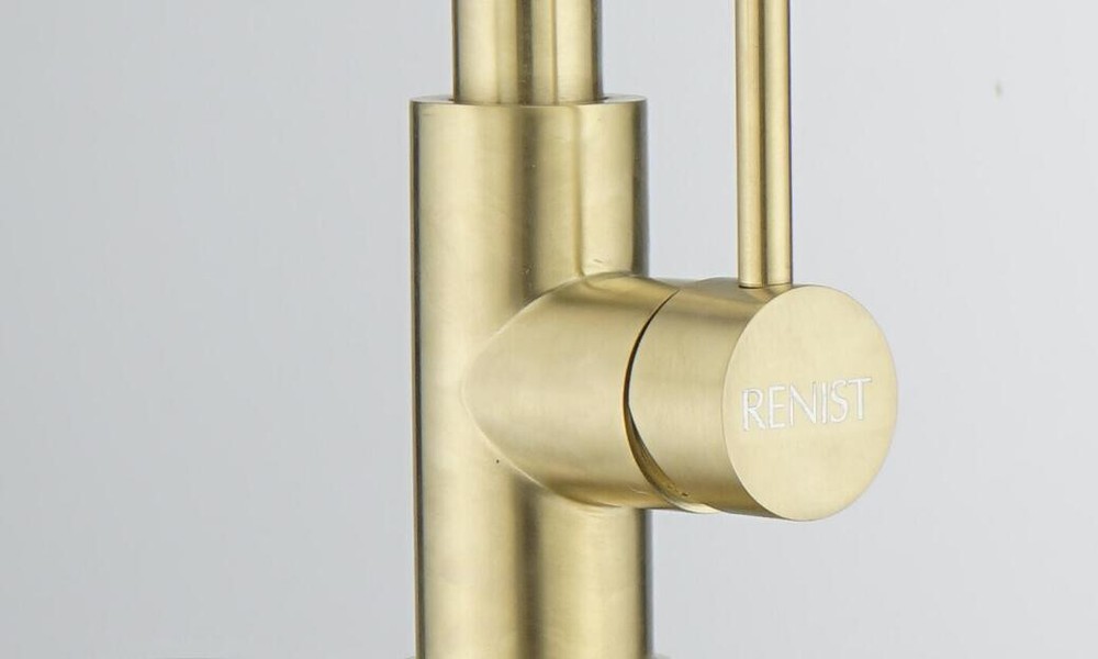 RENIST Brushed Gold Pull Down Single Handle Spring Kitchen Sink Faucet