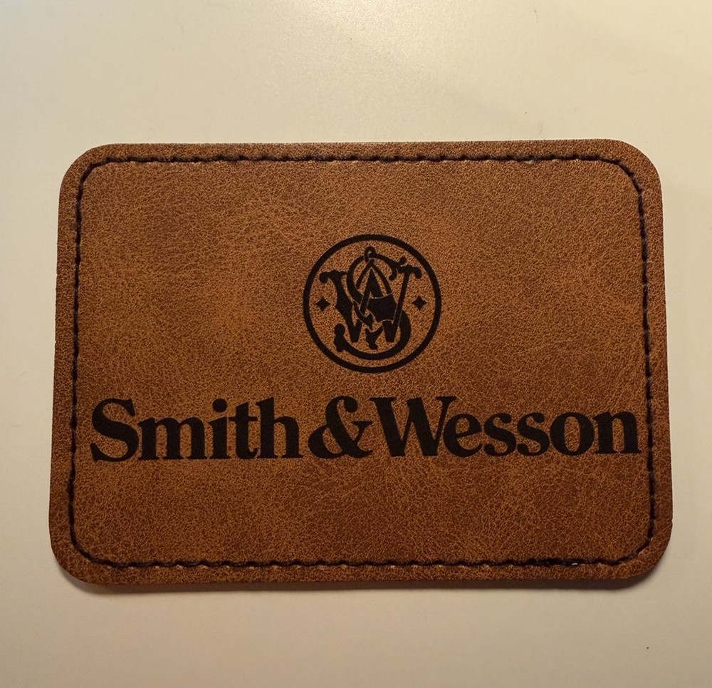Smith & Wesson Iron on Leather Patch 3” X 2” Custom