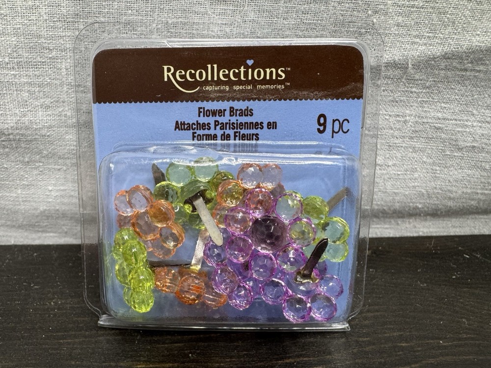 RECOLLECTIONS Decorative FLOWER Brads - 9  pcs
