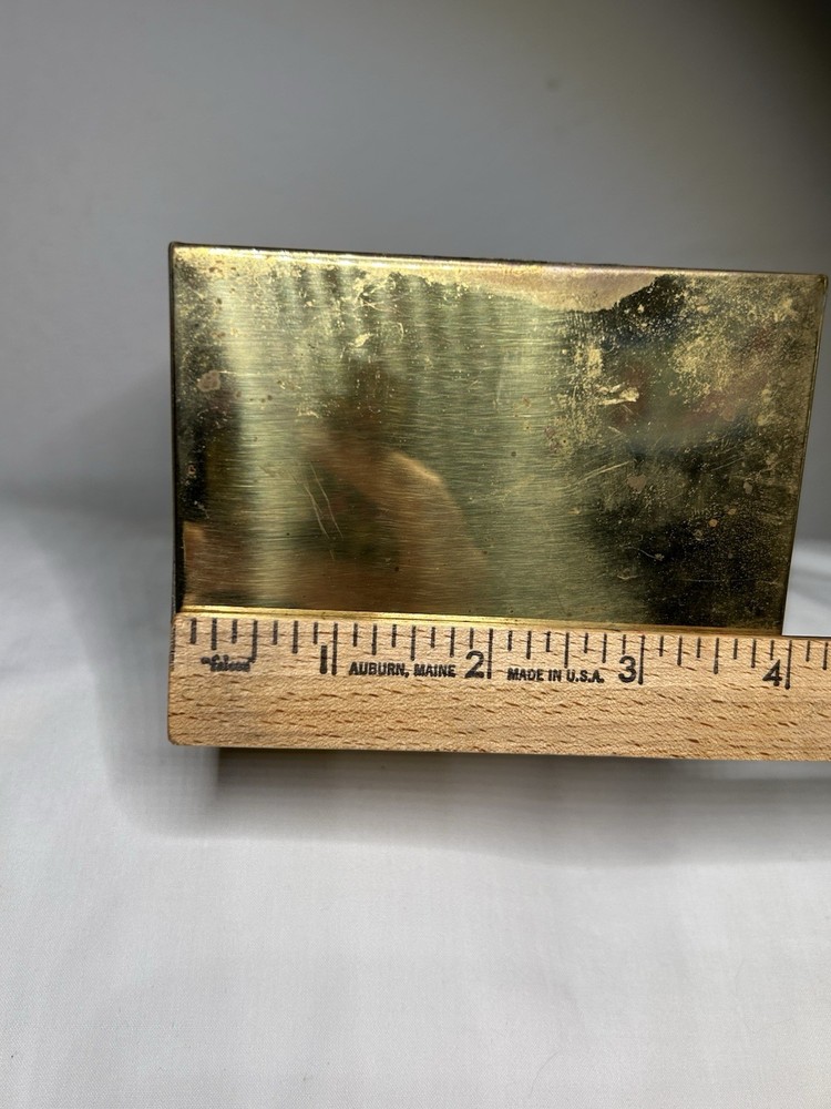 Vintage 12" Rectangular Brass Planter ~ Irving Schwartz "Contempora" Medallion