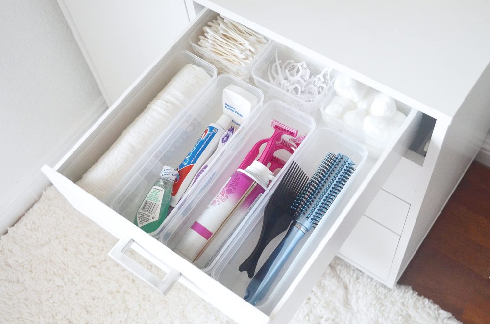 6 Bin Pack, Long Home Organizer Storage Boxes with Lids, Translucent Clear