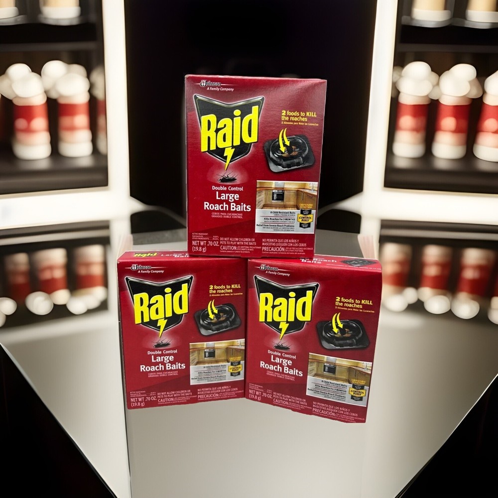 3 Pack of 8 Count Raid Large Roach Baits Double Control Defense System 24 Total
