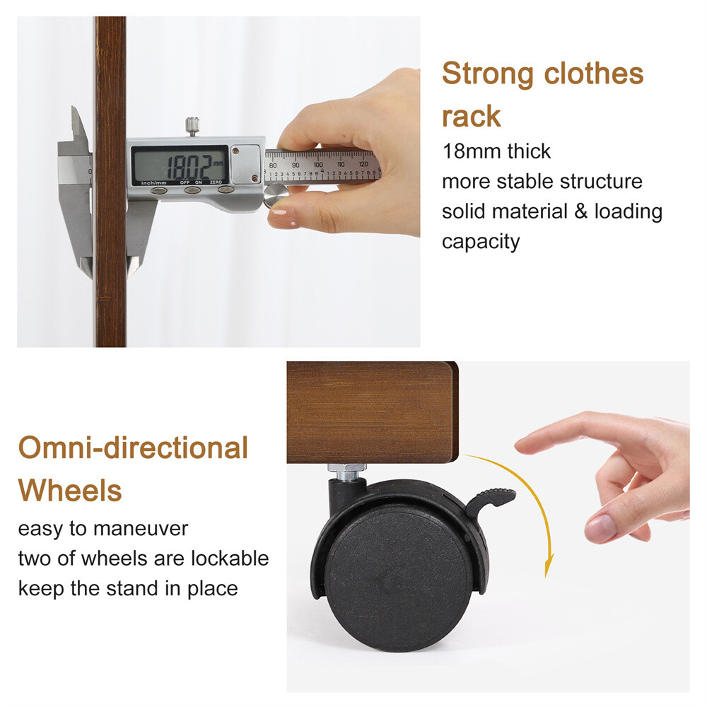 Free-Standing Clothes Rail Adjustable Garment Rack Rolling Hanging Display Shelf