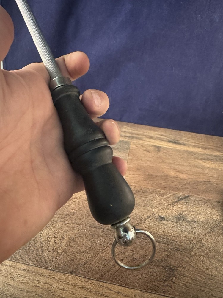 Black Handle Knife Sharpener Honing Steel W/ Hanging Loop