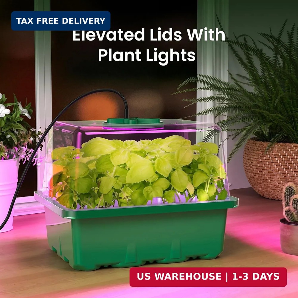 MIXC Seed Starter Kit with Grow Light, Elevated Seedling Tray Kit with Adjustabl