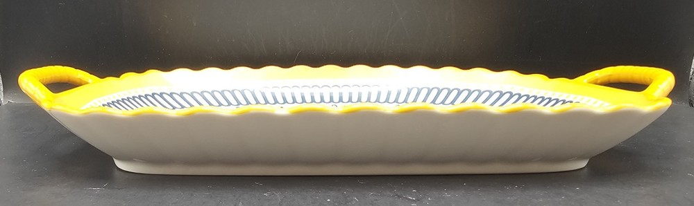 Beautiful Set of 3 Double Handle Rectangular Ceramic Serving Trays