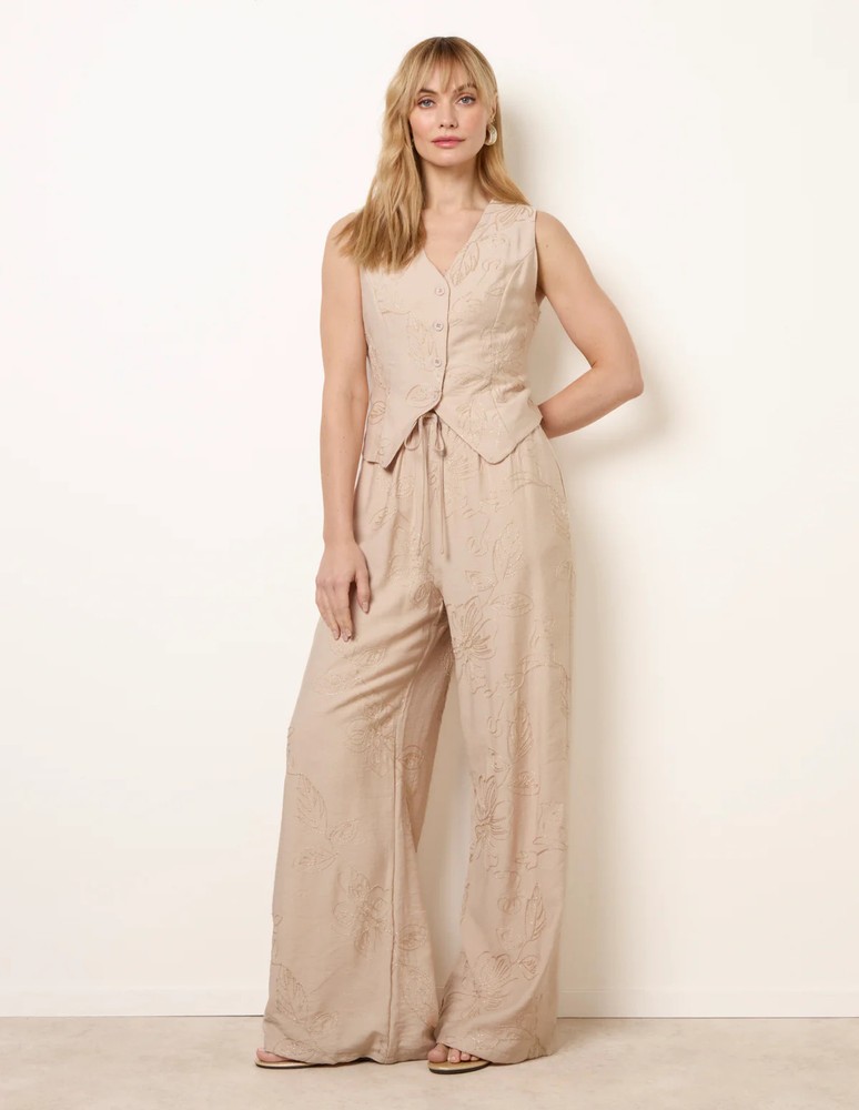 Blue Vanilla Womens Embroidered Pattern Co-Ord Set