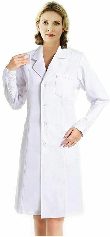 Natural Uniforms Unisex Long Sleeve Solid White Button Up Collared Lab Coat Sz L