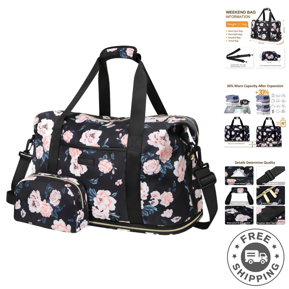 Lightweight Waterproof Duffle Bag - Ideal Weekender with Extra Storage Options