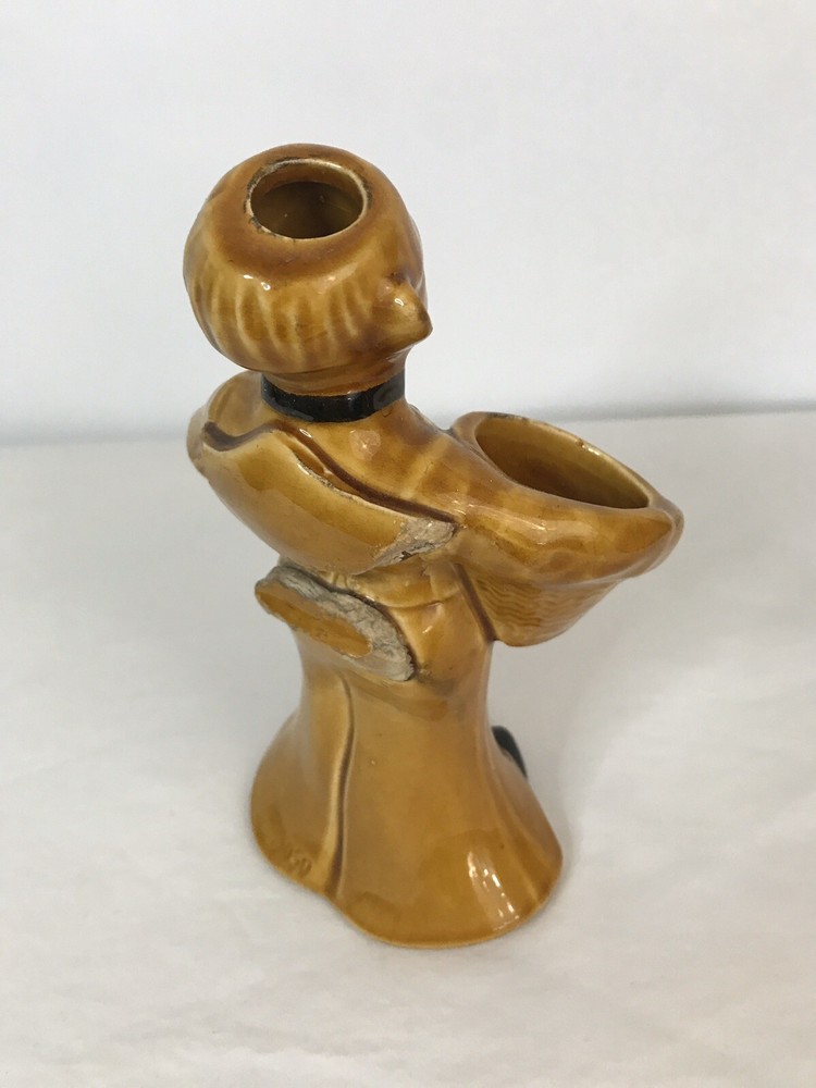 Vintage Ceramic Asian Man Planter Holding Baskets