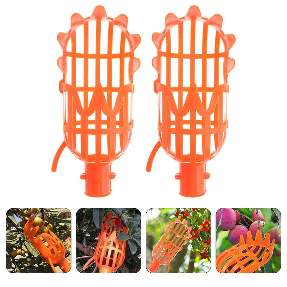 2 Pcs Apple Picker Basket Pole with Fruit Picking Portable Orange