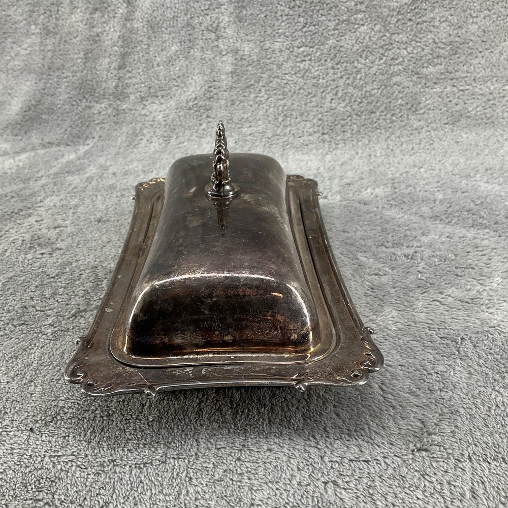 Vintage Crescent Silver Plated Butter Dish