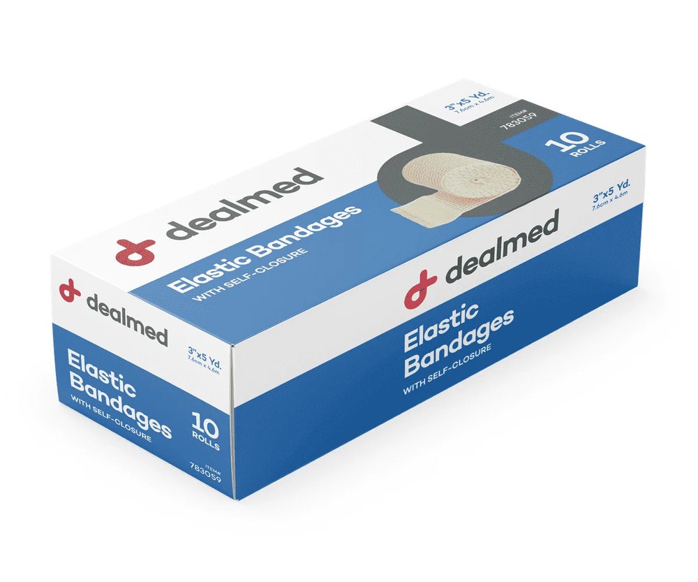 Dealmed Elastic Bandage Wrap 3" with Self Closure, Stretched Compression (2 Pack