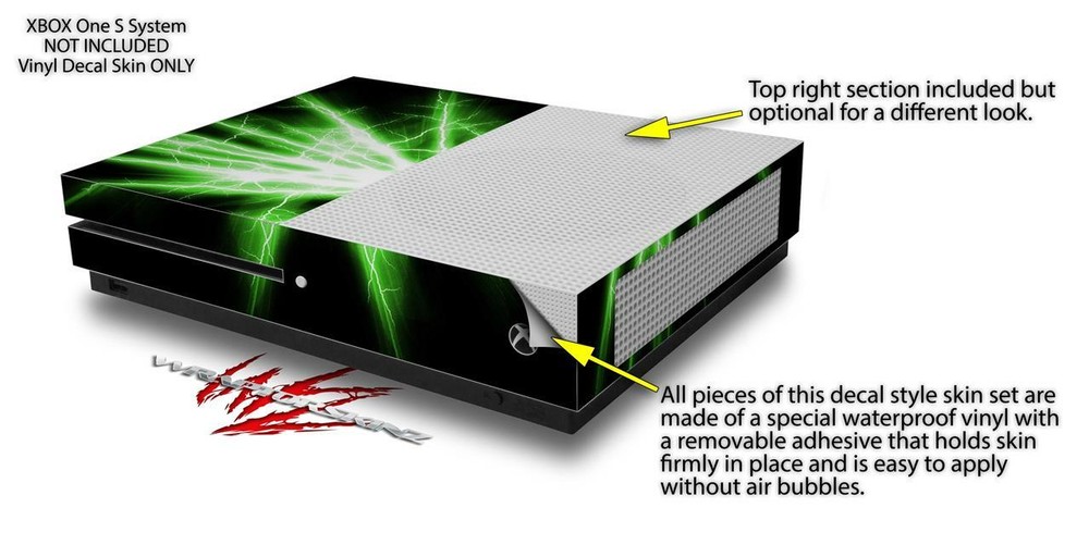Skin XBOX One S Console Controller Lightning Green