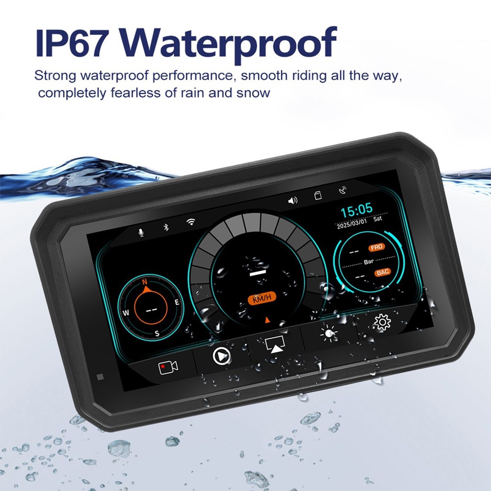 5.99" Motorcycle Navigation GPS Touch Screen Wireless CarPlay Android Auto +Cam