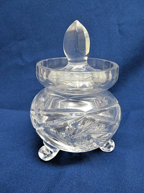 Clear Cut Crystal Footed Jelly, Jam Jar