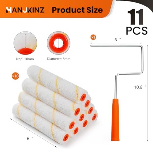 Microfiber Paint Roller Covers, Paint Roller 10 pcs 6" Microfiber Roller Cover