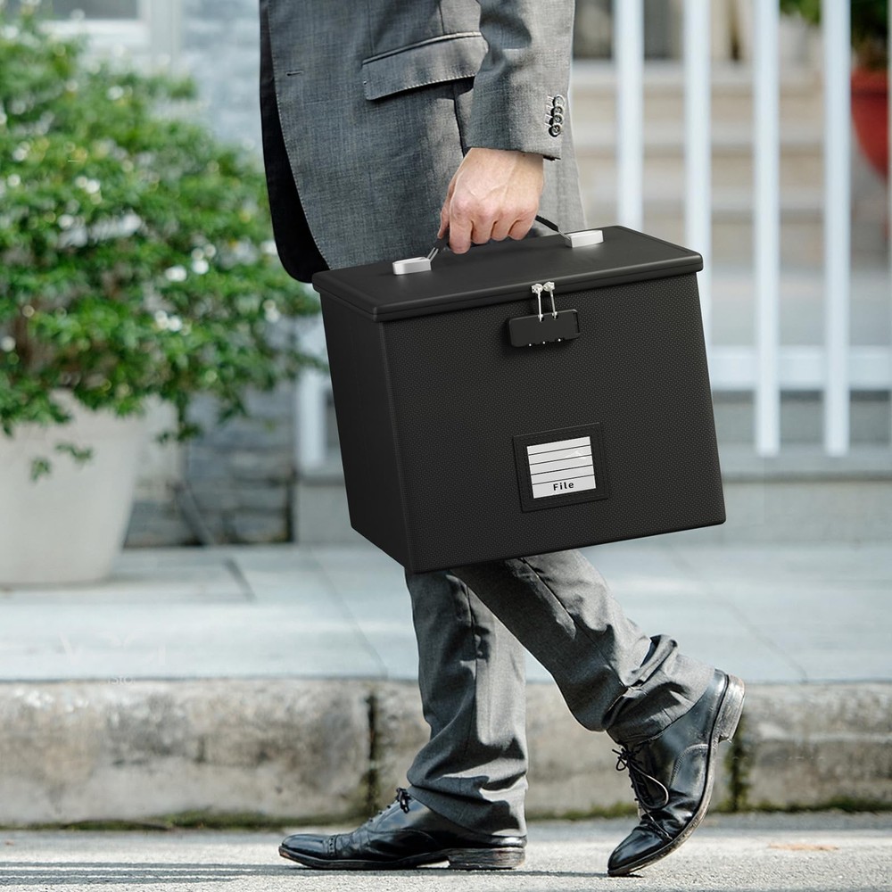 Fire Proof File Box for Documents - Portable Fireproof Document Organizer Box...