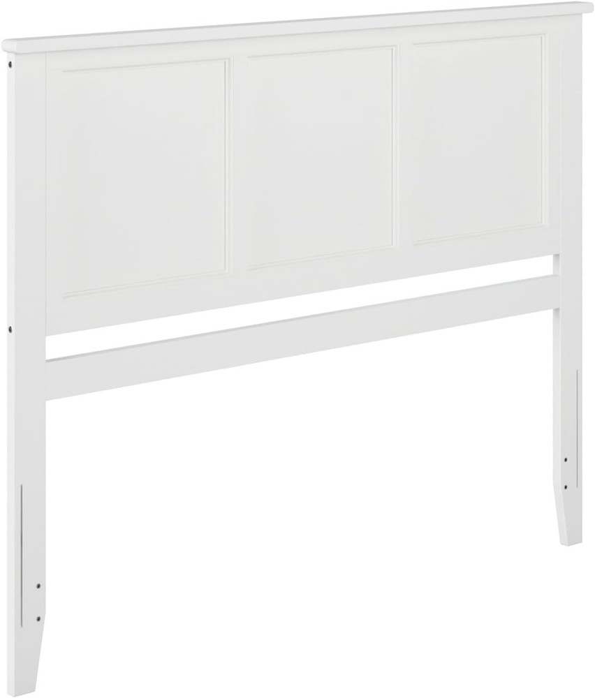 , Madison Queen Solid Wood Panel Headboard with Attachable Charger, White