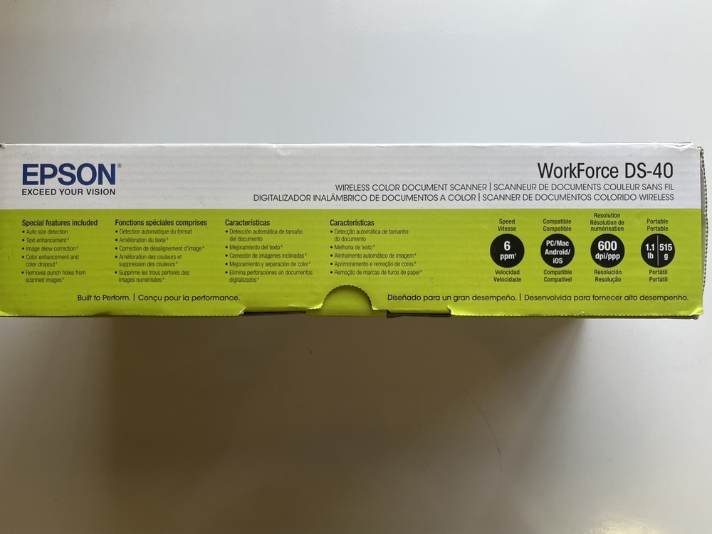 Epson WorkForce DS-40 Wireless Portable Color Document Scanner