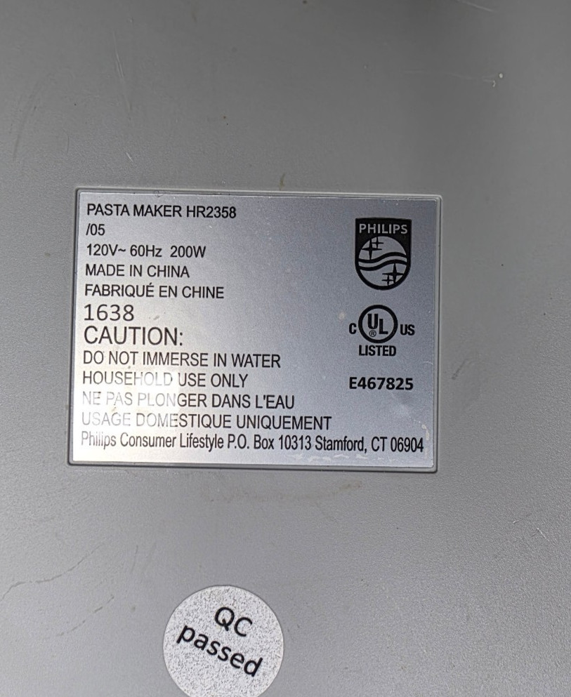 Philips Premium Automatic Pasta Maker HR2358 Gray w/ Accessories Tested READ