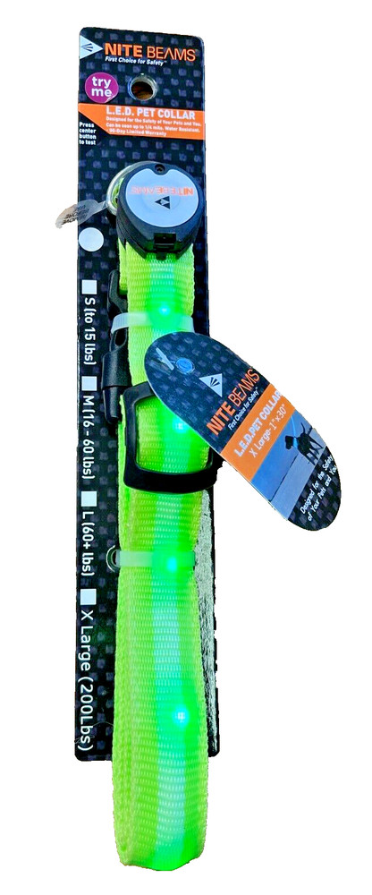 Nite Beams L.E.D. Pet Collar XL Green