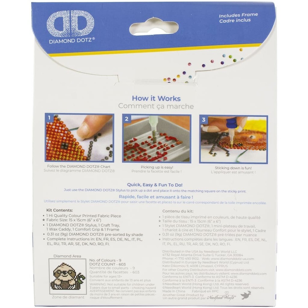 Diamond Dotz Sloth Mode Art Kit With Frame 3"X3"