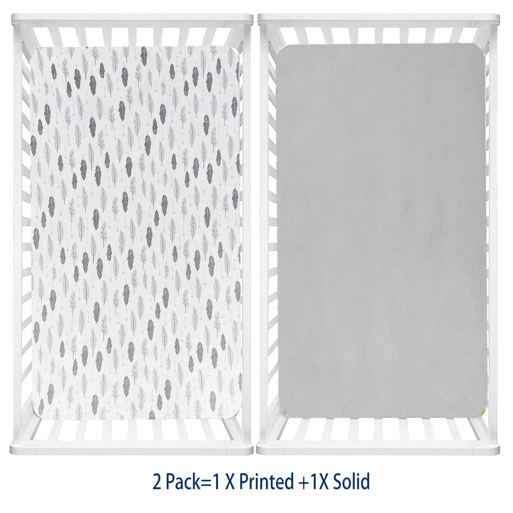 2 Pack Microfleece Crib Sheets, 28'' X 52'' Flannel Fleece Crib Fitted Sheets...