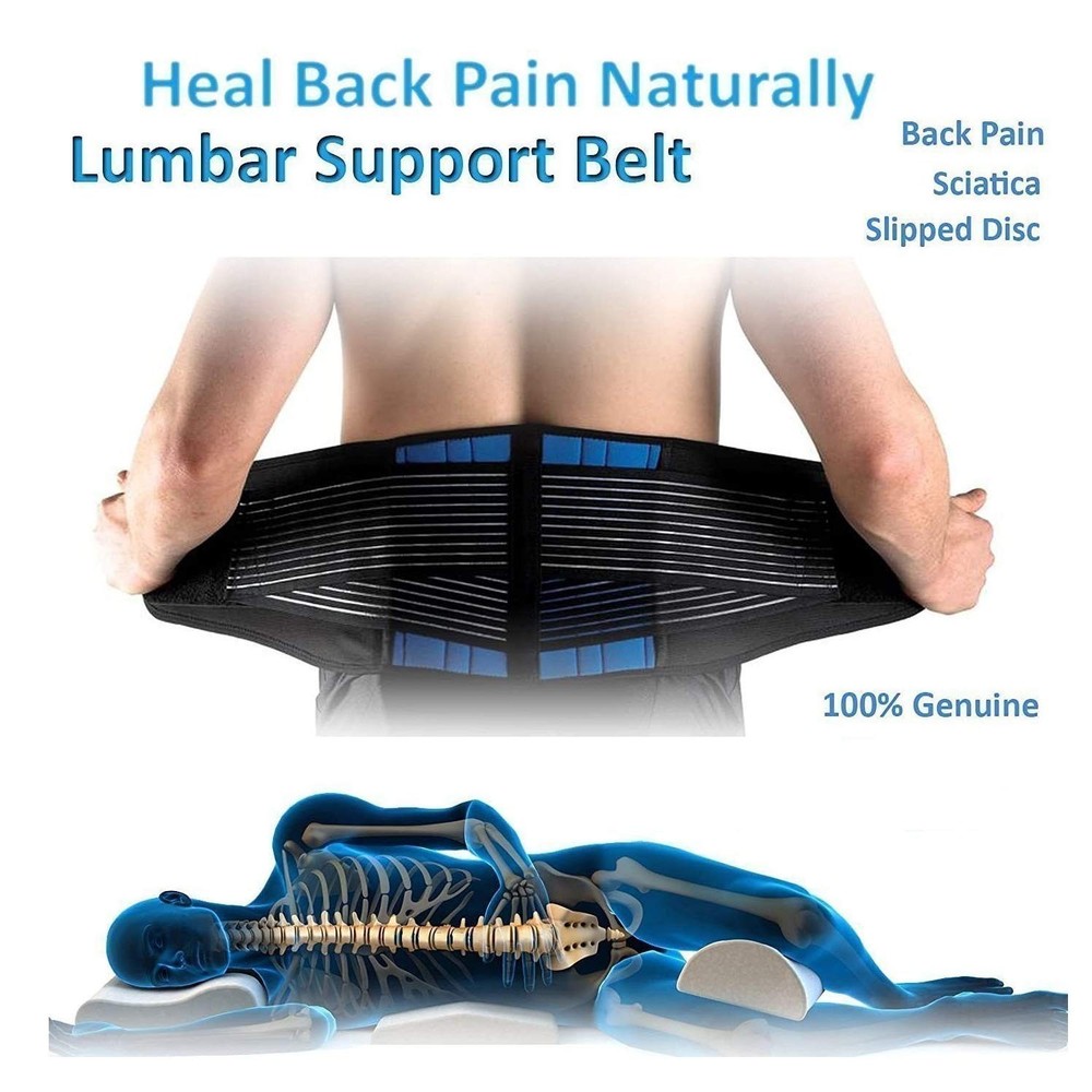 Deluxe Neoprene Double Pull Lumbar Lower Back Support Brace Exercise Belt Wai...