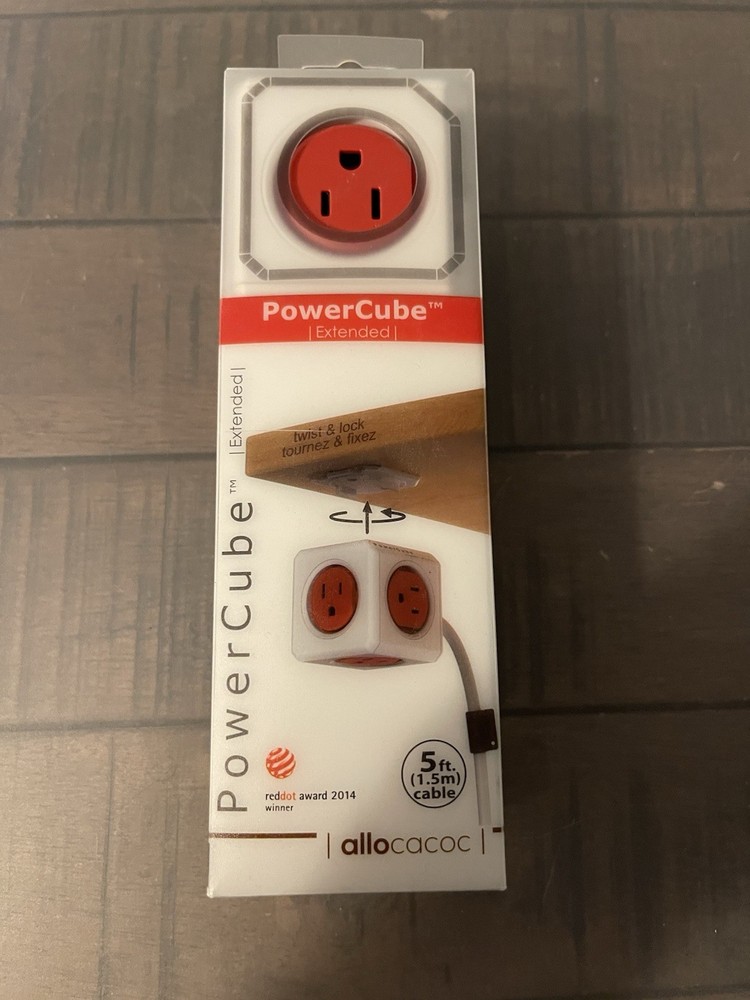 ALLOCACOC POWERCUBE 5 OUTLETS EXTENDED 5' ADAPTER 125V 15A 1875W SURGE PROTECTOR