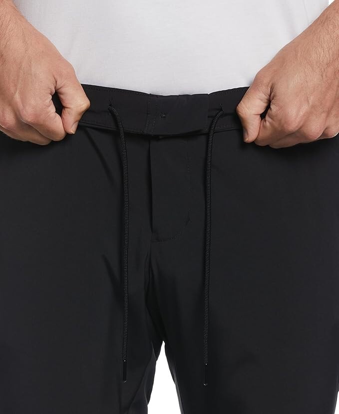 Perry Ellis Men's Pant Slim Fit Stretch Drawstring Size Large Black Techworks