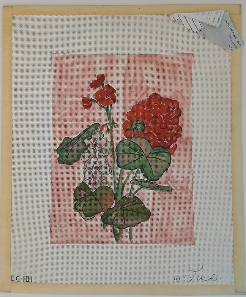 Rishfeld Designs Geranium Linda Hand Painted Needlepoint Canvas **READ**