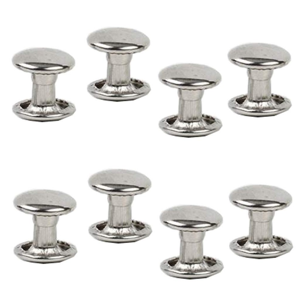 100 Sets 9MM Silver Stainless Steel Leather Rivets Double Cap Rivets Studs Fa...