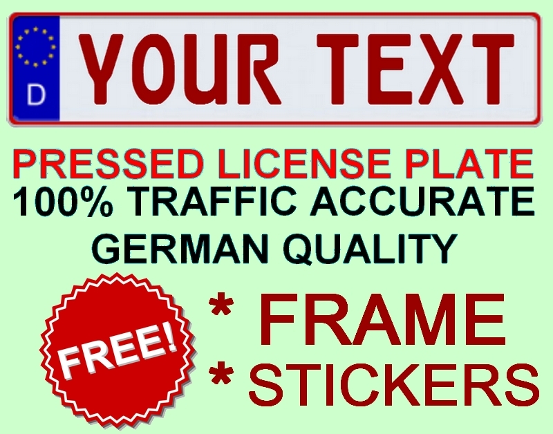 Customized Custom Germany European Euro License Plate German RED TEXT + FRAME