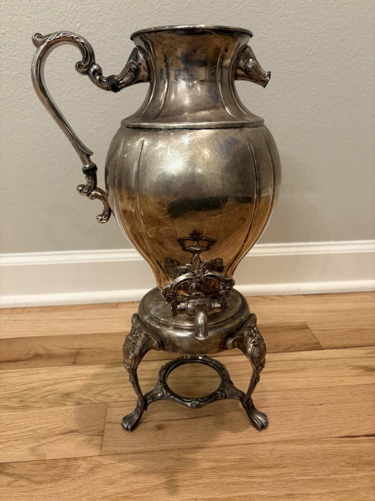 Sheridan Silverplate Samovar Tea Urn Victorian Style Ornate Decor Broken Handle