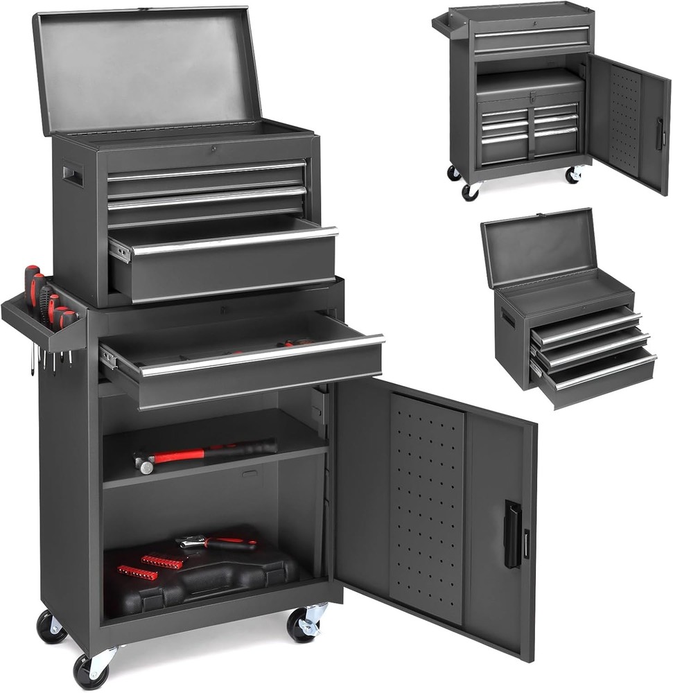 4-Drawer Rolling Tool Chest Detachable Tool Box Storage Cabinet Adjustable Shelf