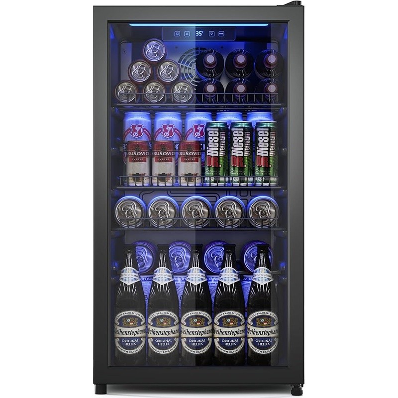 Beverage Refrigerator Wine Cooler Temperature Control LED Light Quiet Operation